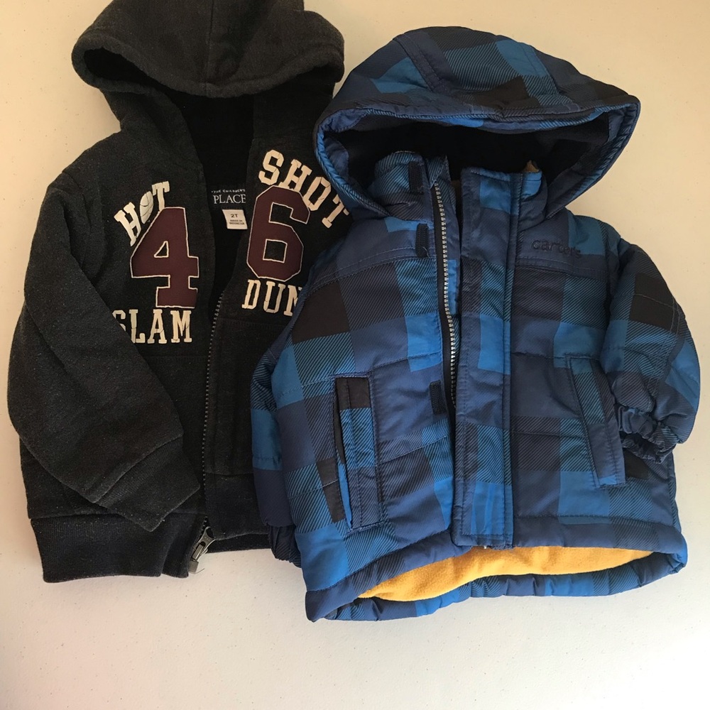 Carter's Blue Plaid Hooded Jacket for Kids 6/9 months. The children’s place 2T